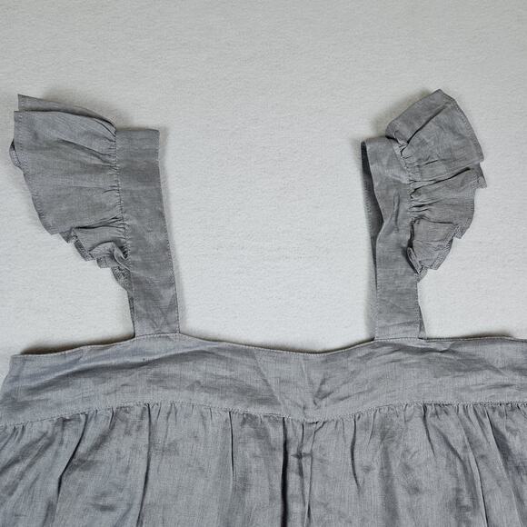 LJC Designs Linen Top Flutter Sleeve Crop Tank Cottage Boho Fairy Ruffle Small - Picture 7 of 12